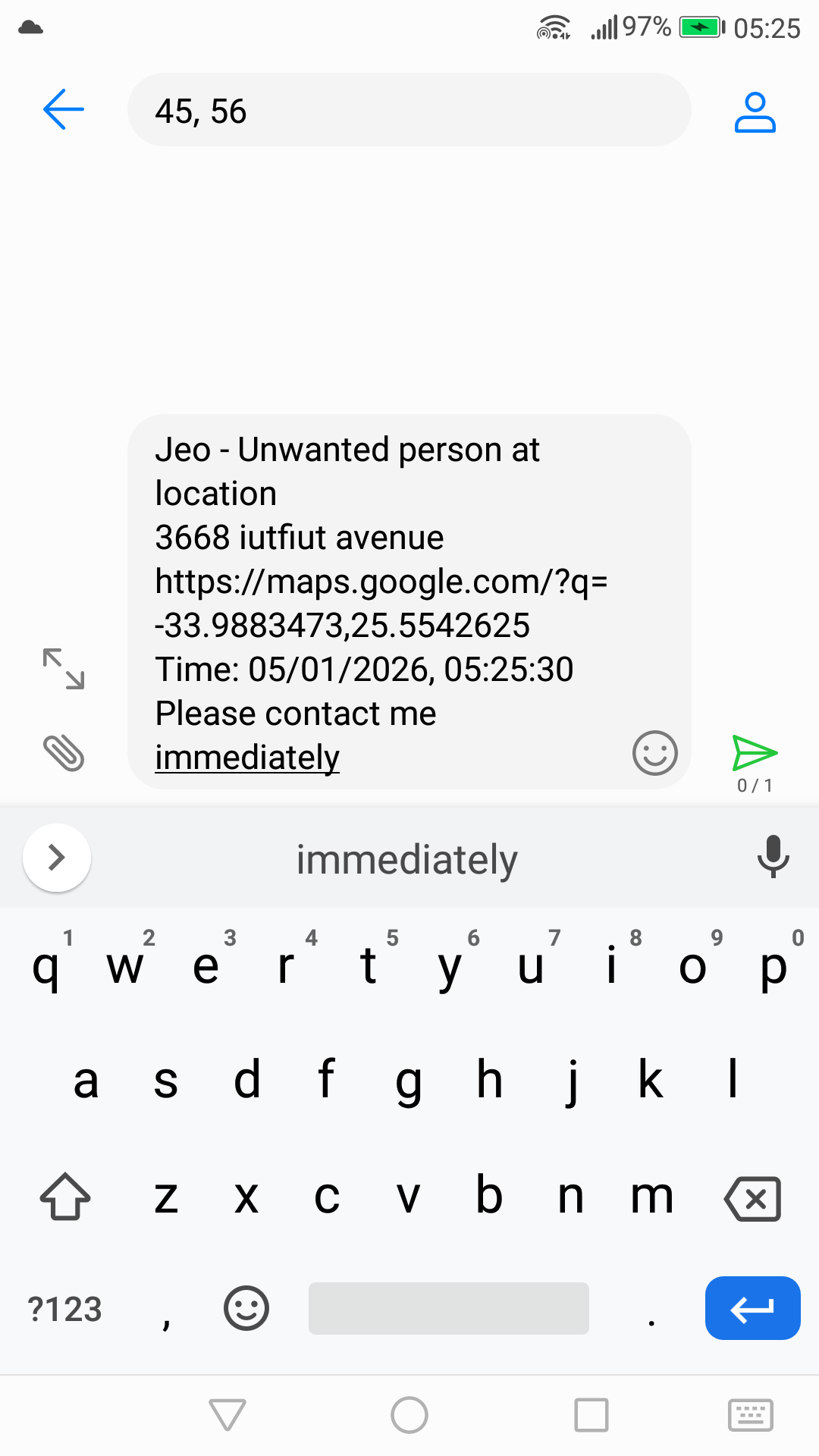 Intruder Alert SMS with GPS