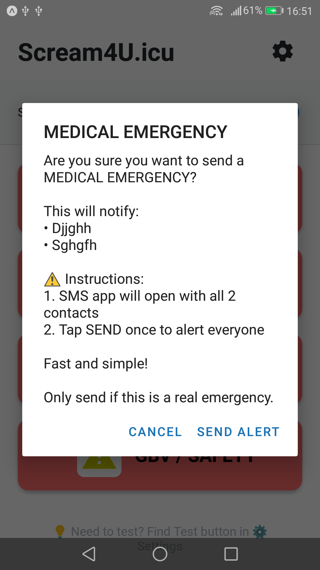 Medical Emergency Confirmation