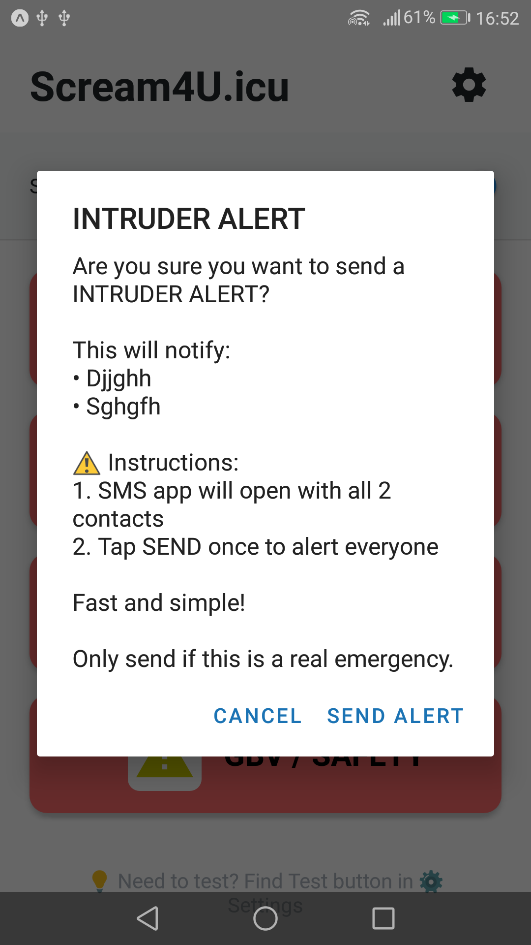Intruder Alert Confirmation
