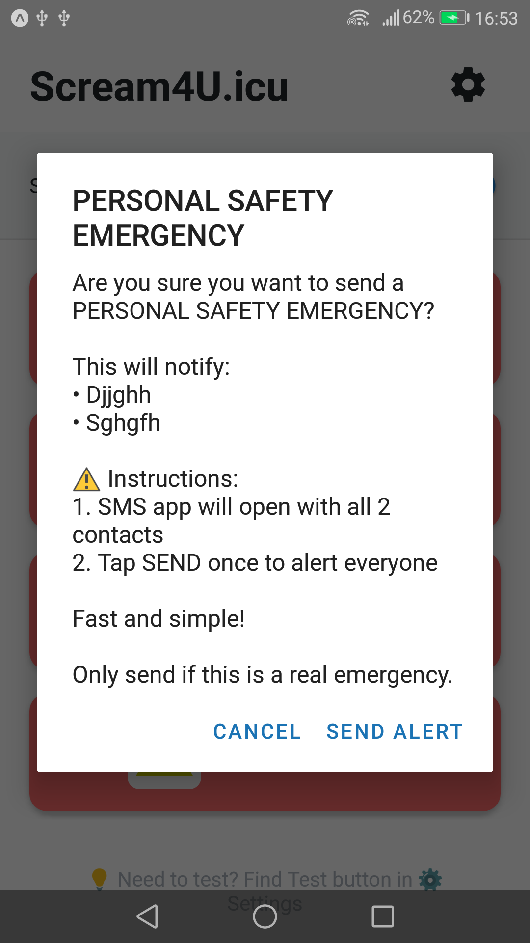 Personal Safety Confirmation